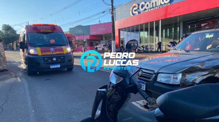 Acidente entre carro e moto deixa duas pessoas feridas em Mandaguari
