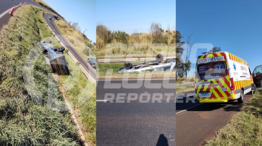 Carro capota na BR-376 entre Mandaguari e Jandaia do Sul